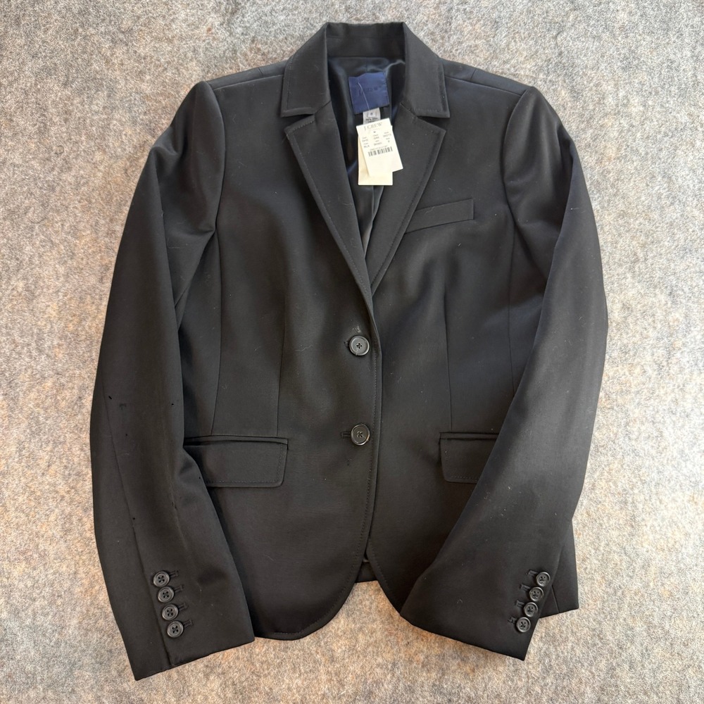 J.Crew Blazer Women 8 Black Wool 2-Button Lined Professional Career 96273 HOLES